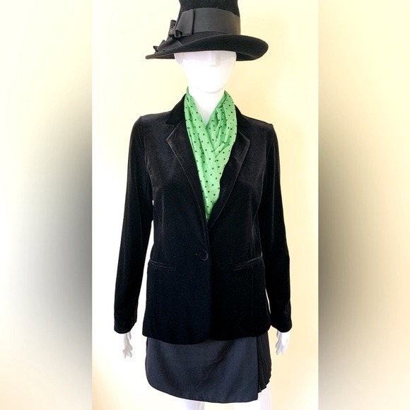 Tahari soft and silky black velvet blazer jacket single button closure pockets M - Picture 3 of 16
